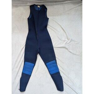 Vintage LL Bean Wetsuit Blue Size W 10 Full Length Sleeveless Zip Womens